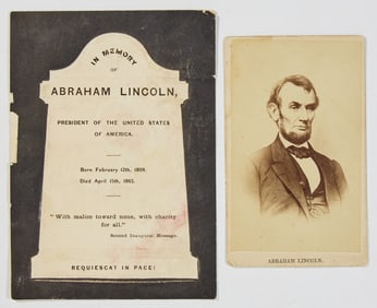 An Abraham Lincoln carte-de-visite portrait and mourning card