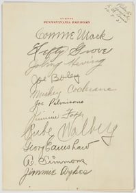 Signatures of the top players on the 1931 Philadelphia Athletics
