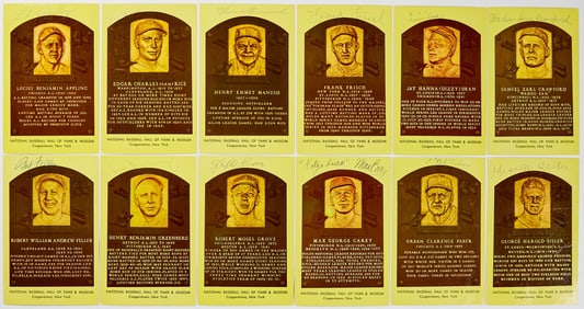 Twelve signed Hall of Fame Baseball Postcards