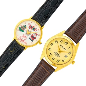 Two Gilt-Metal Wristwatches
