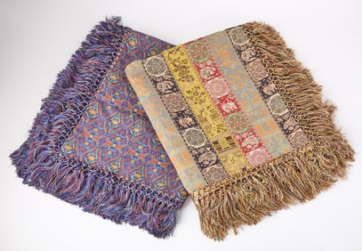Two Japanese Silk Woven Tatsumura Shawls 20th century