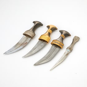 Three Saudi Metal Ceremonial Khanjar Daggers