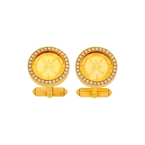 Pair of Gold, Gold Omani Coin and Diamond Cufflinks
