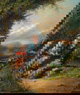 William Sanford Mason: American, 1824-1864Children in Landscape, 1864Signed W Sanford Mason and dated 1864 (lr)Oil on canvas13 1/2 x 11 1/2 inchesProvenance:Private collection, New EnglandThe Cal