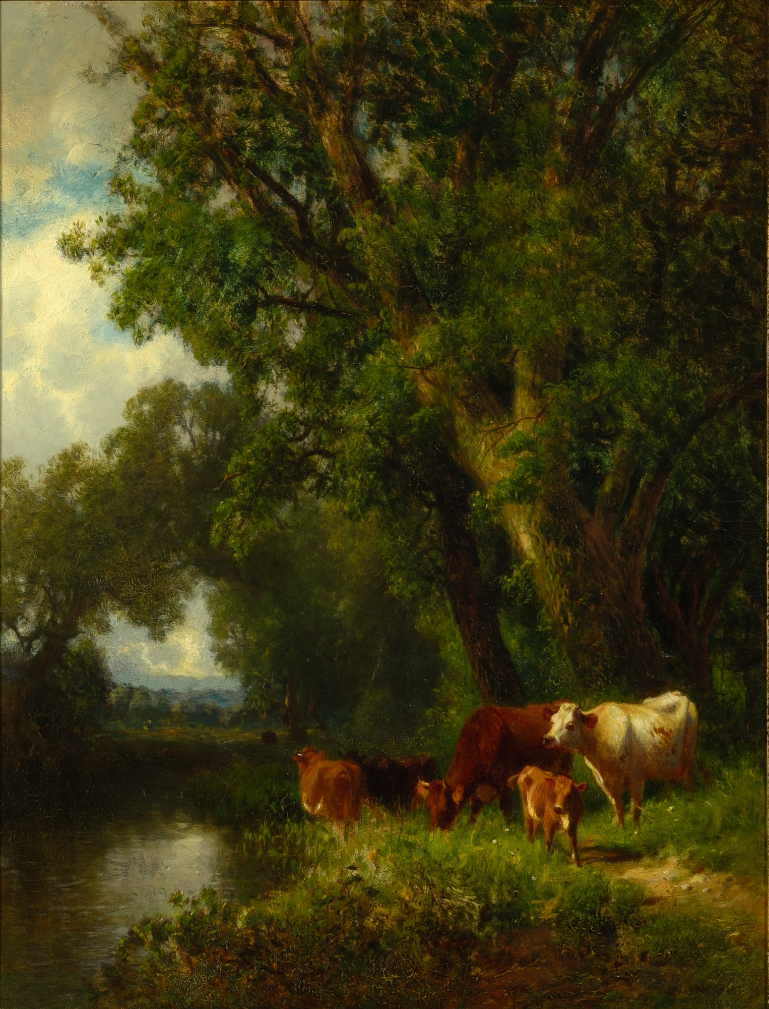 William Hart: Scottish/American, 1823-1894Cows Grazing on a River Bank, 1883Signed Wm Hart and dated 1883. (lr)Oil on canvas18 x 14 1/8 inches Provenance:Sotheby Parke Bernet, New York, Nov. 6, 1975