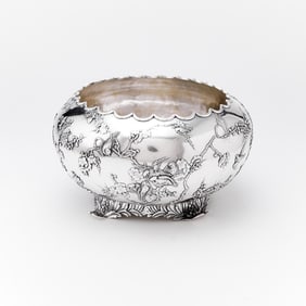Chinese Export Silver Centerpiece Bowl