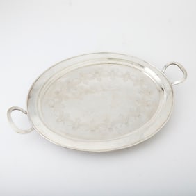 Chinese Export Silver Two Handled Tray