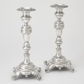Pair of Brazilian Silver Candlesticks