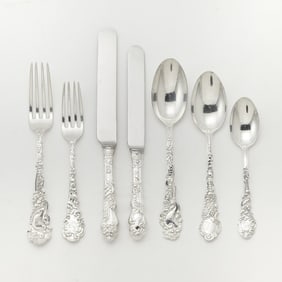 Cased Gorham Sterling Silver "Marie Antionette" Pattern Flatware Service