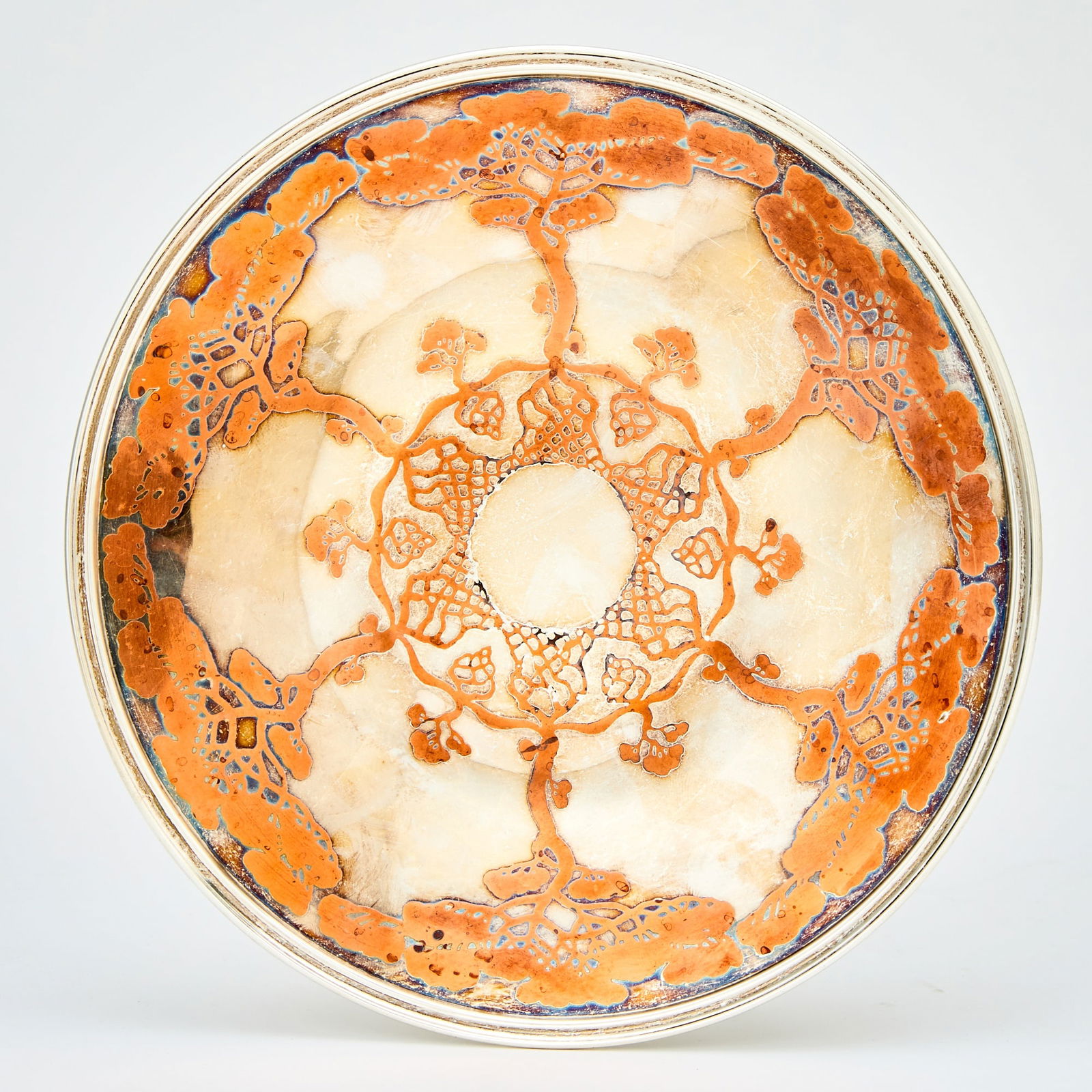 Tiffany & Co. Sterling Silver and Copper Inlaid Footed Plate (1 of 4)