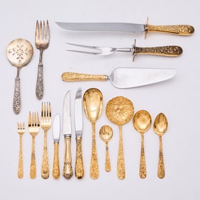 S. Kirk & Son Sterling Silver Gilt "Repousse" Pattern Flatware Service