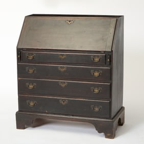 Queen Anne Brown-Painted Maple Slant-Lid Desk