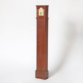 Red-Painted Pine Tall Case Timepiece