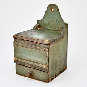 Green-Painted Pine Wall Box