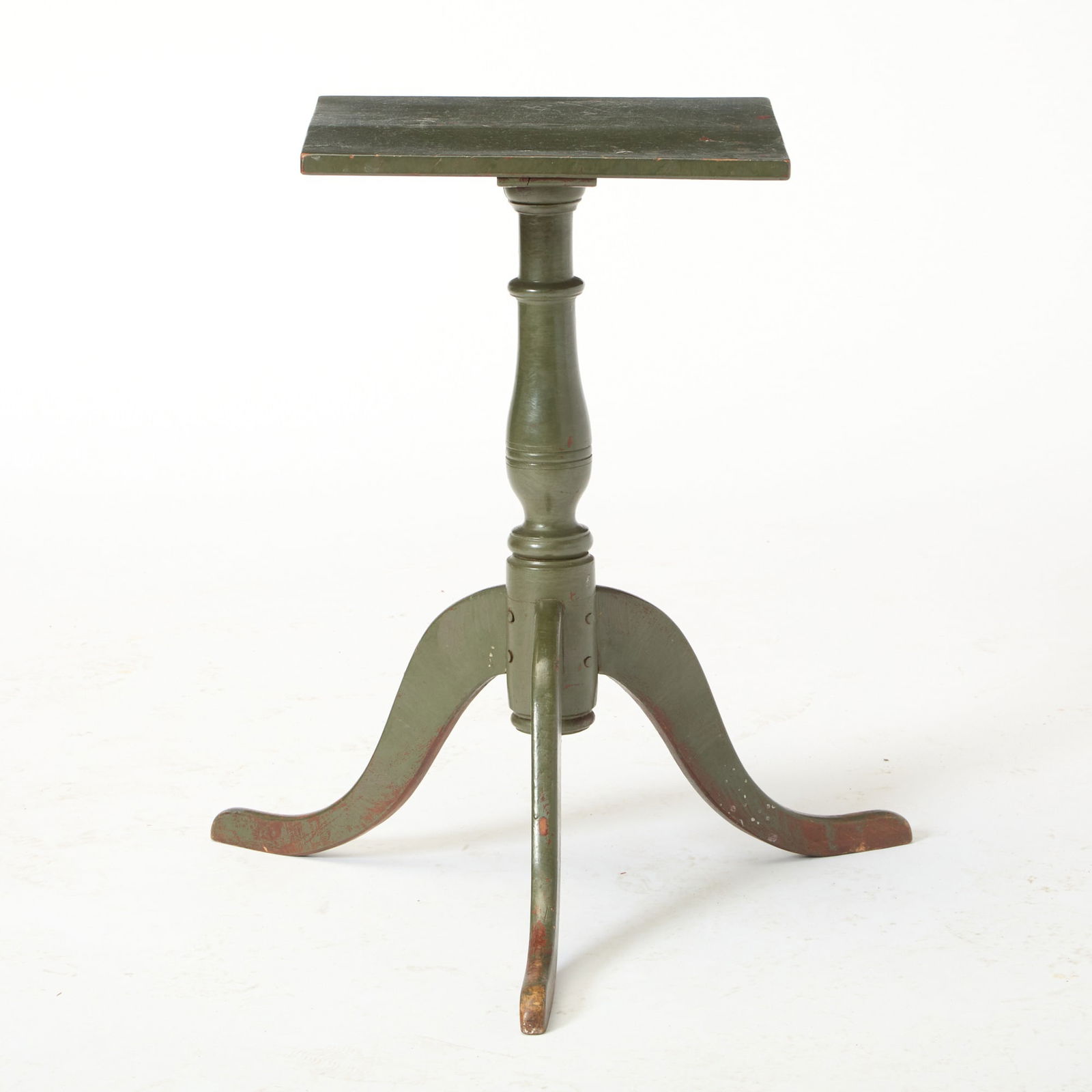 Green-Painted Mahogany and Maple Candle Stand (1 of 5)