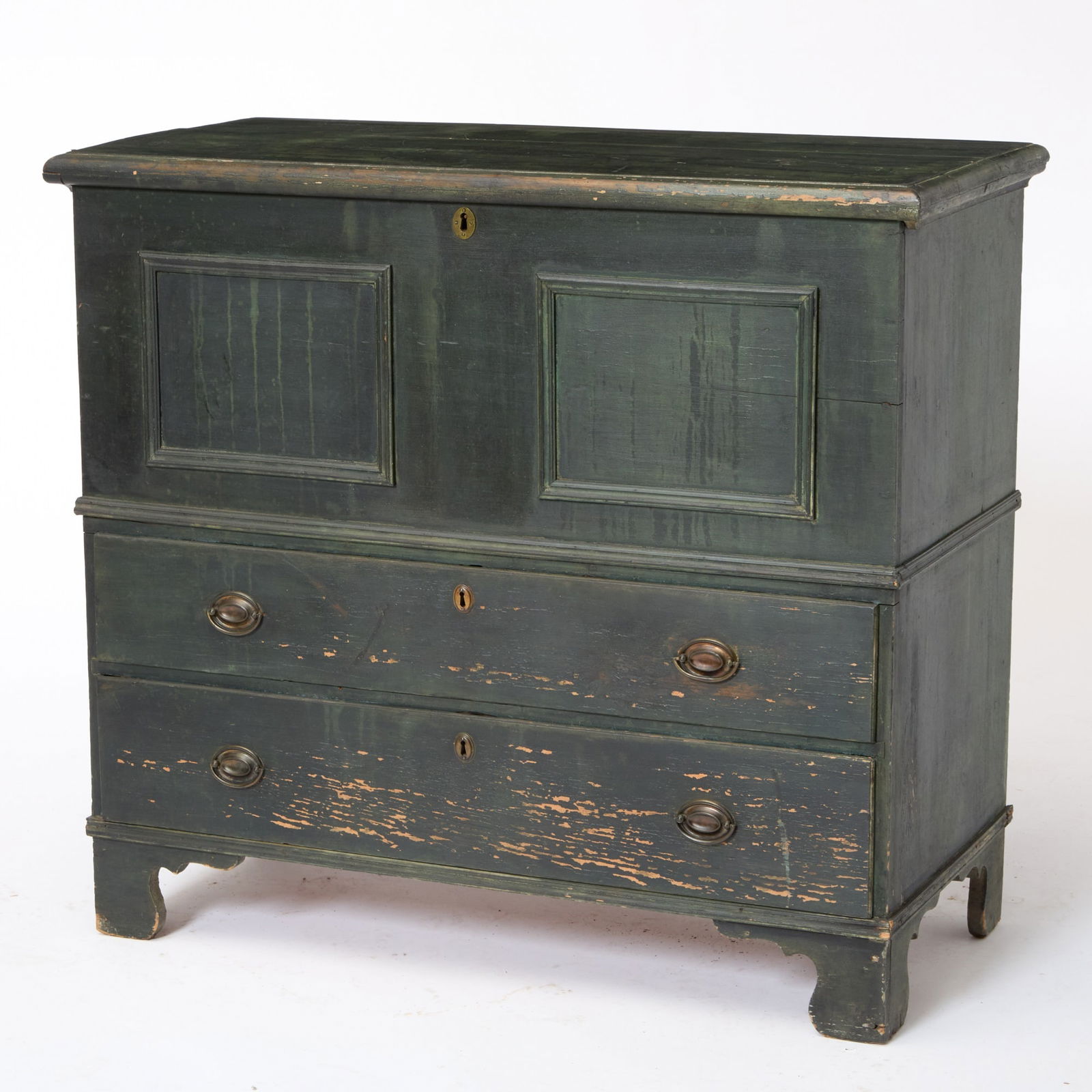 Green-Painted Pine Blanket Chest Over Two Drawers (1 of 9)