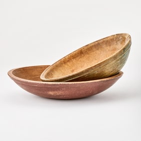 Two Turned and Painted Maple Bowls