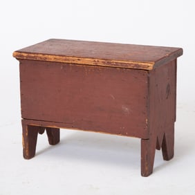 Red-Painted Pine Miniature Blanket Chest