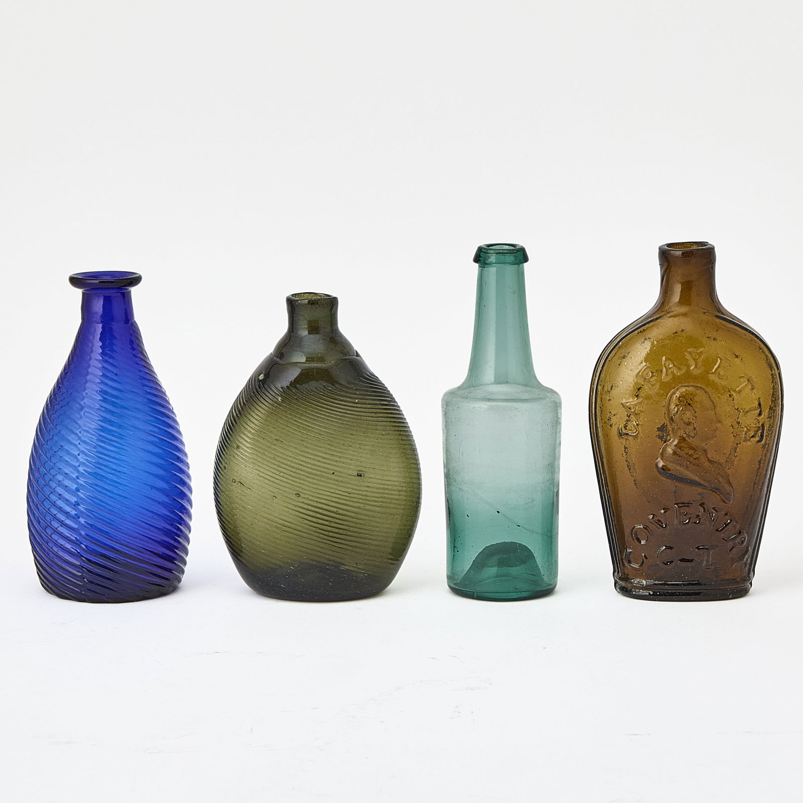 Four Blown Glass Bottles or Flasks (1 of 3)