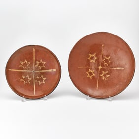 Glazed Redware Slip-decorated Charger and Plate