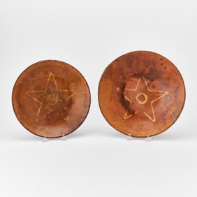 Two Glazed Slip-decorated Redware Plates