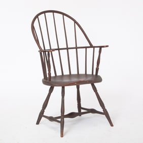 Red-Painted Sack-Back Windsor Chair