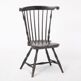 Black-Painted Fan-Back Windsor Chair