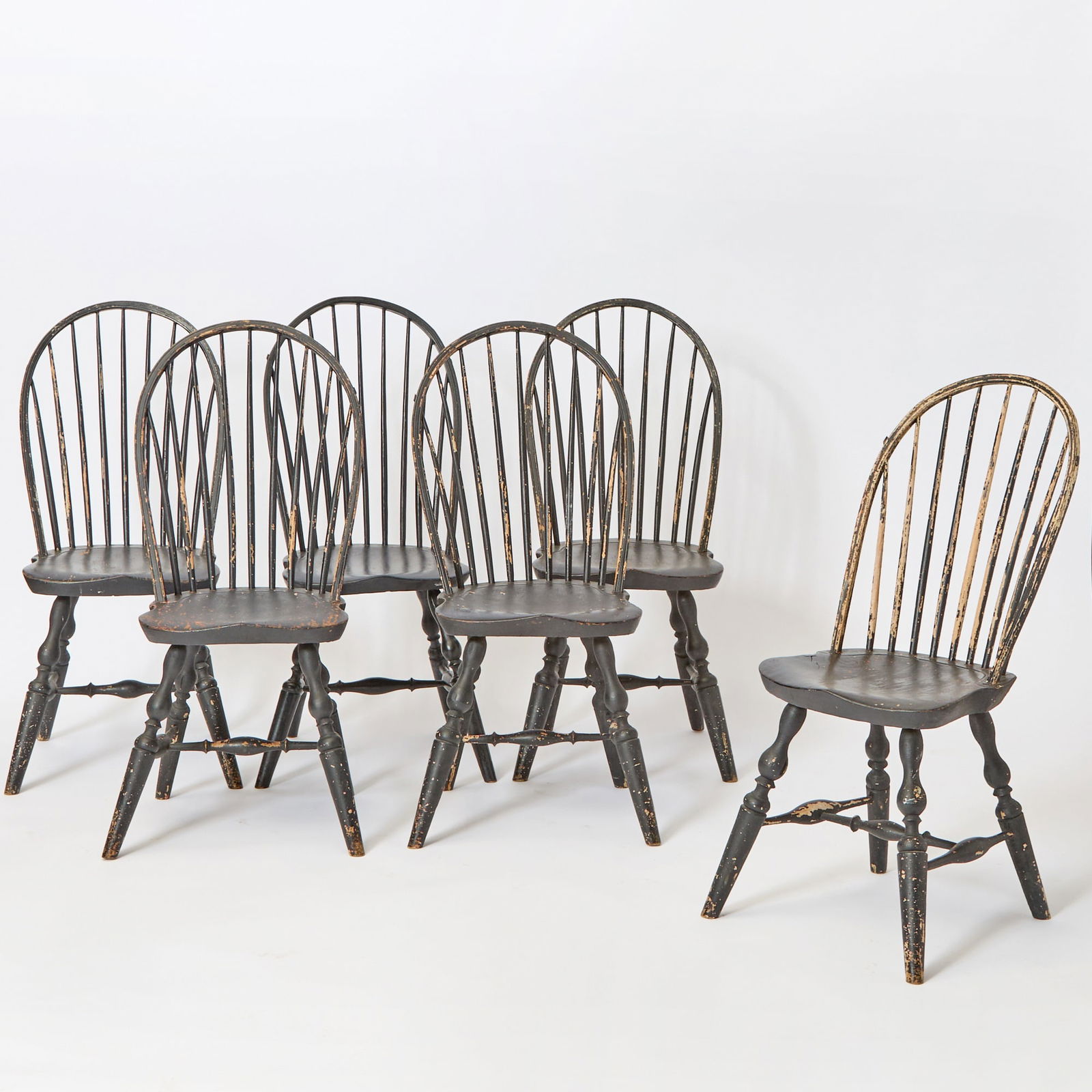 Set of Six Black-Painted Bow-Back Windsor Side Chairs (1 of 5)
