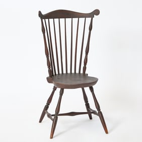 Brown-stained Windsor Fan-Back Side Chair