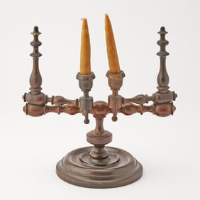 Turned Hardwood Adjustable Two-Light Candle Holder