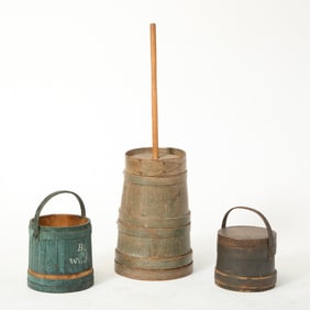 Three Pieces of Painted Woodenware