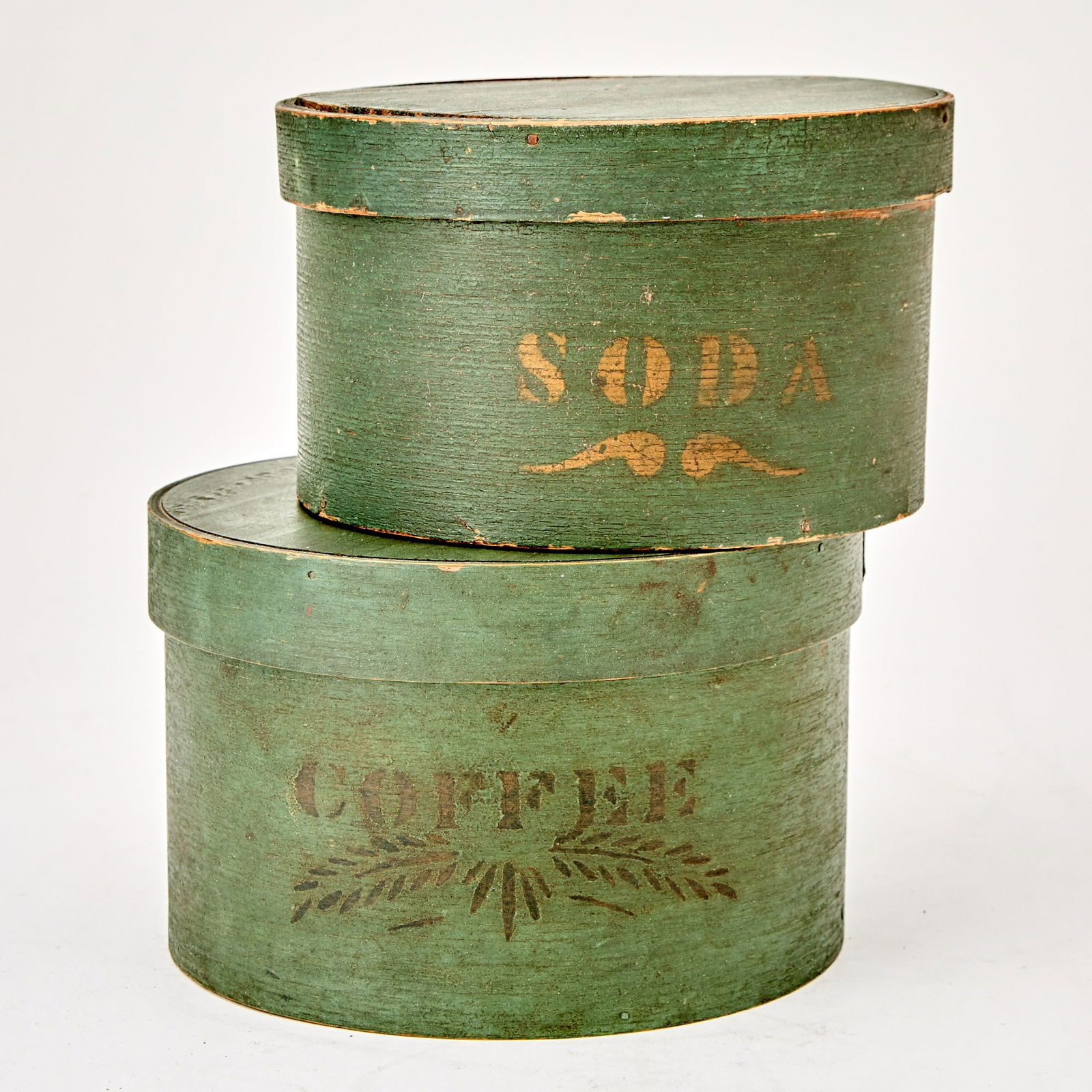 Two Green-Painted Bentwood Pantry Boxes (1 of 4)