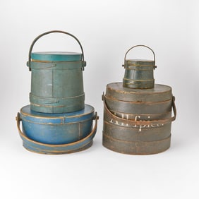 Four Painted Woodenware Items