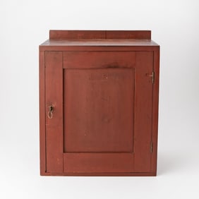 Red-Painted Hanging Cupboard