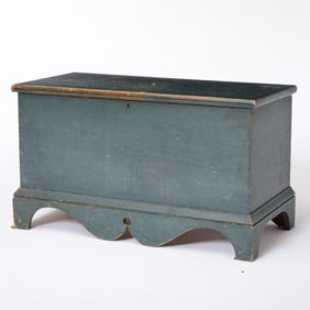 Blue-Painted Poplar Blanket Chest