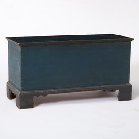 Diminutive Blue-Painted Poplar Blanket Chest