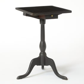 Black-Painted Tray Top Candle Stand
