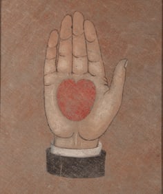 Pastel on Fabric Heart in Hand Drawing
