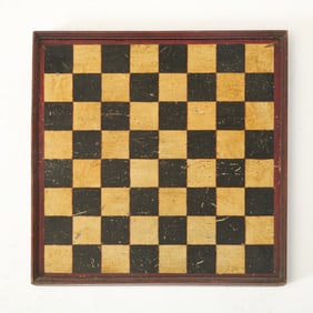Red, Black and White-Painted Double-sided Checkerboard