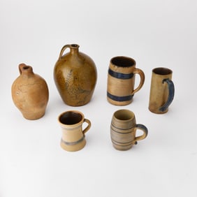 Six Decorated Salt Glazed Stoneware Table Articles