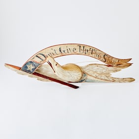 Carved and Painted Pine Eagle "Don't Give Up The Ship!" Wall Plaque