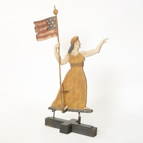 Carved and Painted Wood and Sheet Iron Lady Liberty Figure