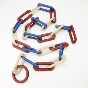 Red, White, and Blue-Painted Wood Chain