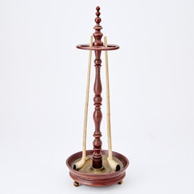 Red-Painted Turned Tabletop Pipe Holder