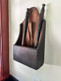 Spanish Brown-Painted Pine Wall-mounted Scrub Box