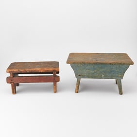 Two Painted Cricket Stools