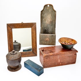 Six Painted Wooden Items