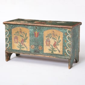 Paint-Decorated Pine Blanket Chest