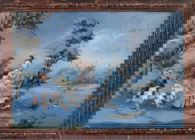 Chinese Export Reverse Glass Painting 18th Century