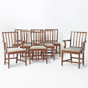 Set of Eight Federal Mahogany Squareback Dining Chairs